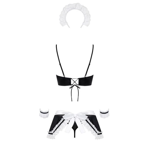 Атласний еротичний костюм покоївки Obsessive Maid set , 5 предметів