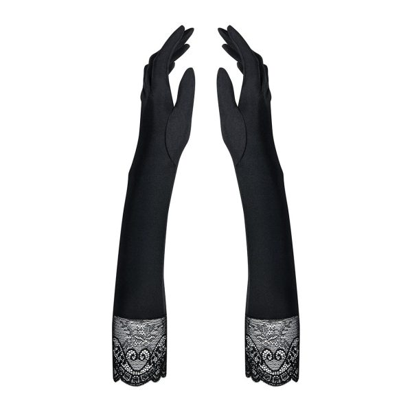 Високі рукавички з каменями та мереживом Obsessive Miamor gloves