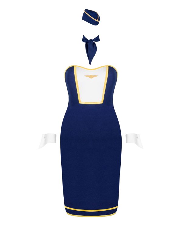 Еротичний костюм стюардеси Obsessive Stewardess uniform , сукня, пілотка, шарф, манжети