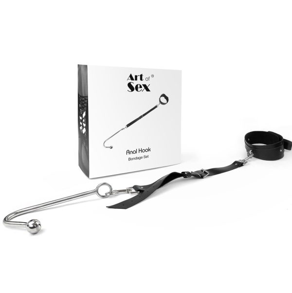 Анальний гак 2 із нашийником з натуральної шкіри Art of Sex - Anal hook