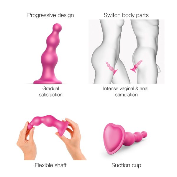 Насадка для страпона Strap-On-Me Dildo Plug Beads Framboise Metallic