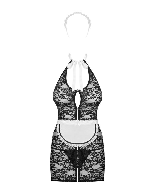 Еротичний костюм покоївки Obsessive Servgirl costume халат, стрінги, фартух, обруч