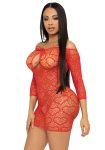 Сукня-сітка з сердечками Leg Avenue Heart net mini dress зав’язки, відкриті плечі