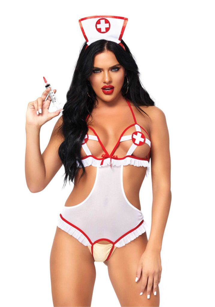 Костюм медсестри Leg Avenue Naughty Nurse, боді та шапочка
