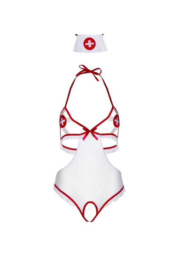 Костюм медсестри Leg Avenue Naughty Nurse, боді та шапочка