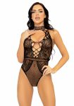 Leg Avenue Net and lace halter bodysuit OS