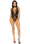 Leg Avenue Net and lace halter bodysuit OS