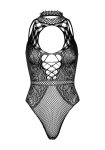 Leg Avenue Net and lace halter bodysuit OS