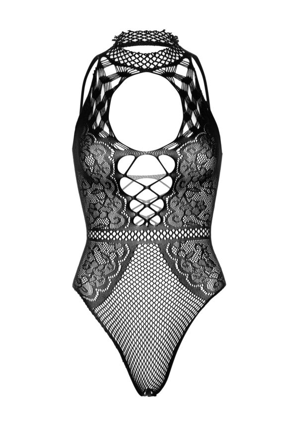 Leg Avenue Net and lace halter bodysuit OS