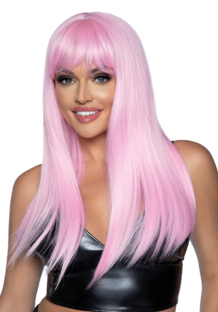 Довга рожева перука Leg Avenue Long straight bang wig гладенька, 61 см