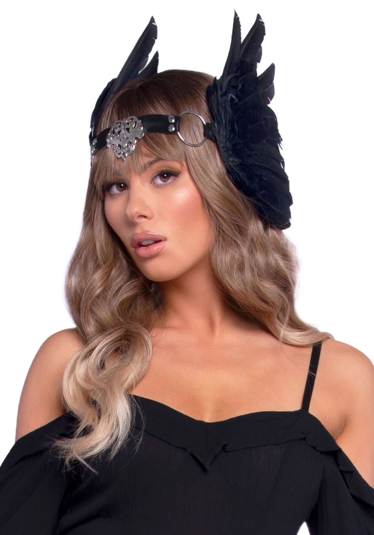 Повязка на голову с крыльями Leg Avenue Feather headband перья и натуральная кожа
