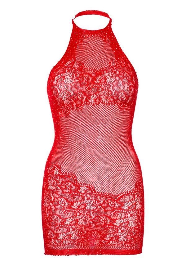 Сукня-сітка зі стразами Leg Avenue Rhinestone halter mini dress відкрита спина