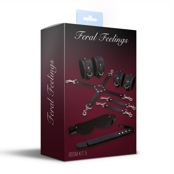Набір Feral Feelings BDSM Kit 5 наручники, поножі, хрестовина, маска, падл