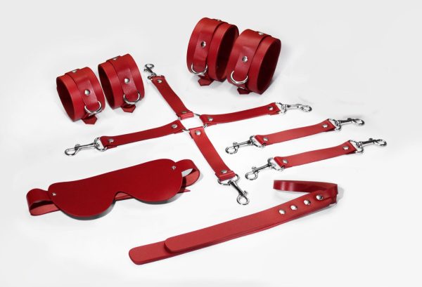 Набір Feral Feelings BDSM Kit 5 наручники, поножі, хрестовина, маска, падл