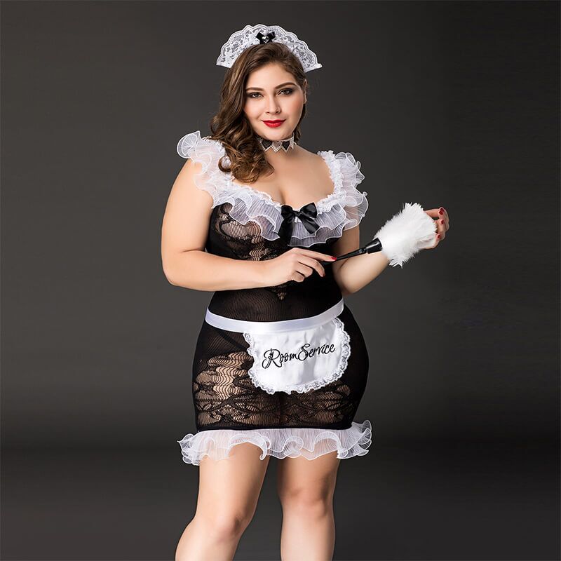 Костюм покоївки JSY «Слухняна Ельма» Plus Size сукня, фартух, головний убір покоївки