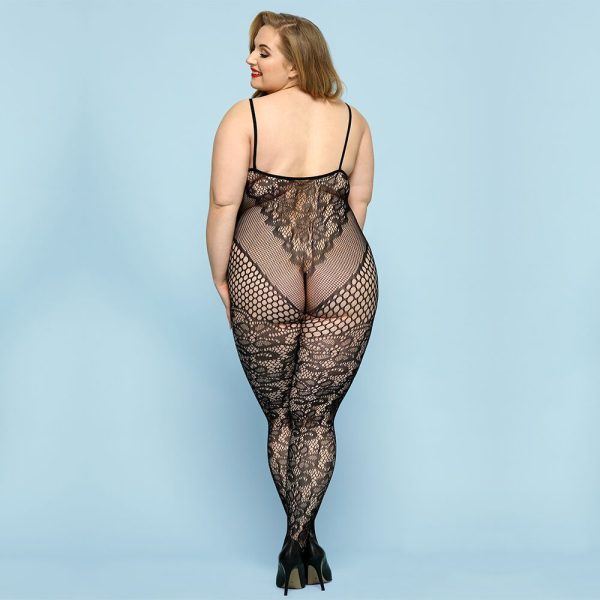 Відвертий бодістокінг JSY «Фатальна Скарлет» Plus Size, імітація боді, мереживо, доступ