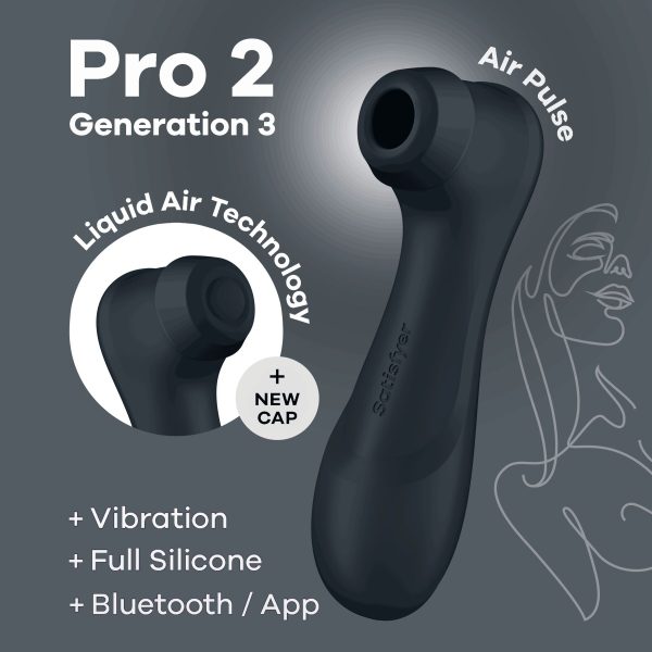 Вакуумный клиторальный стимулятор Satisfyer Pro 2 Generation 3 with Liquid Air Connect App Dark