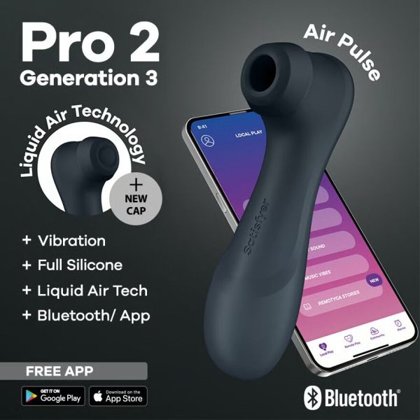 Вакуумный клиторальный стимулятор Satisfyer Pro 2 Generation 3 with Liquid Air Connect App Dark