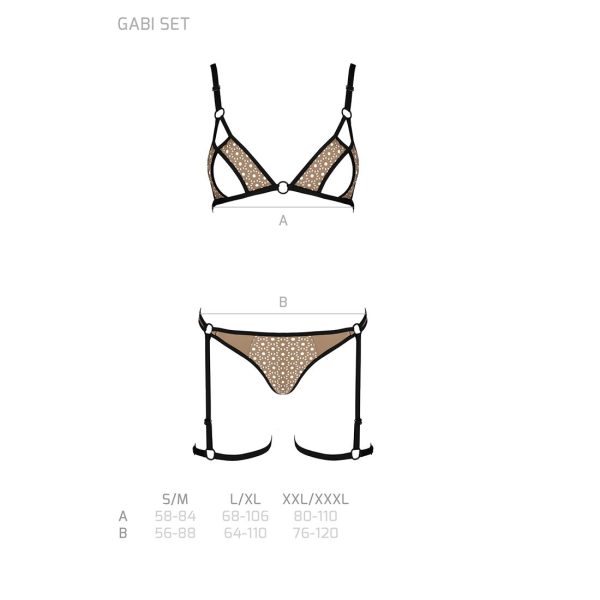 Еротичний комплект спідньої білизни Passion GABI SET , трусики з гартерами