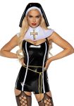 Вініловий костюм черниці Leg Avenue Sinful Sister комбінезон, комір, пояс