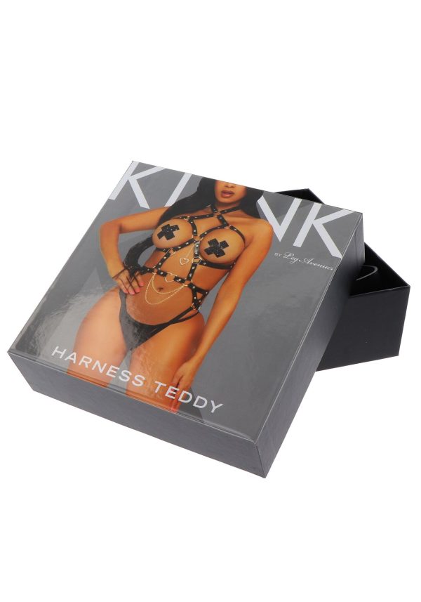 (SALE) Портупея-тедди из экокожи Leg Avenue Heart ring harness teddy , подвеска-сердечко, цепи