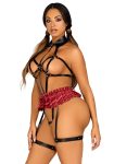 BDSM-костюм учениці Leg Avenue Harness teddy & skirt портупея, мініспідниця, екошкіра