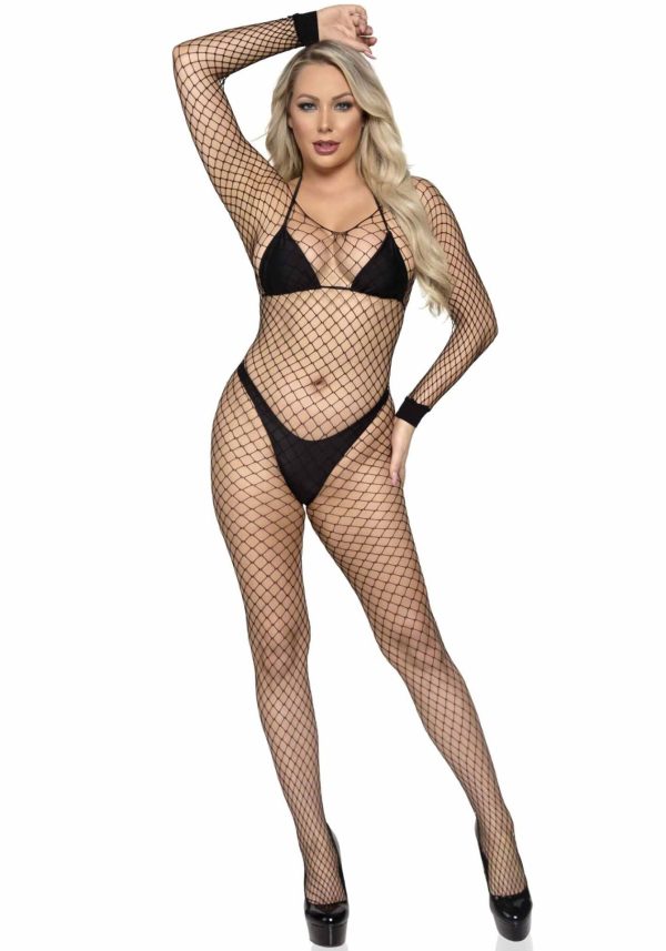 Бодістокінг у велику сітку Leg Avenue Long Sleeved Bodystocking довгий рукав