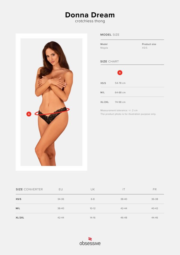 Мереживні стрінги Obsessive Donna Dream crotchless thong XL/2XL відкритий доступ