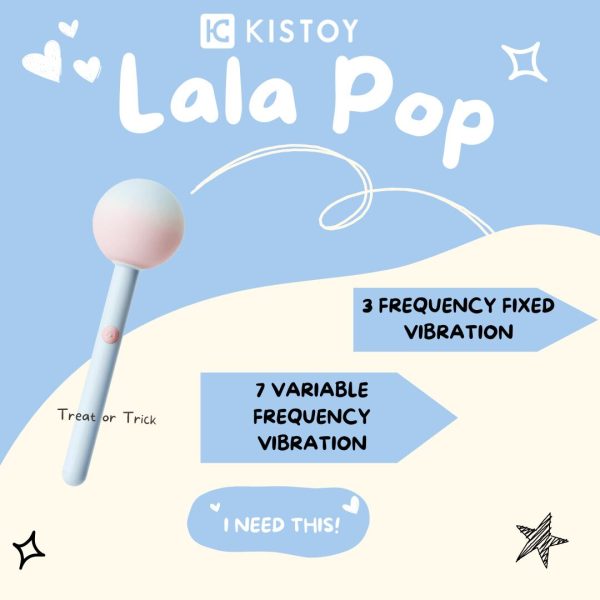 Вибратор-конфетка на палочке KISSTOY Lala Pop, 2 мотора, маска на глаза в комплекте