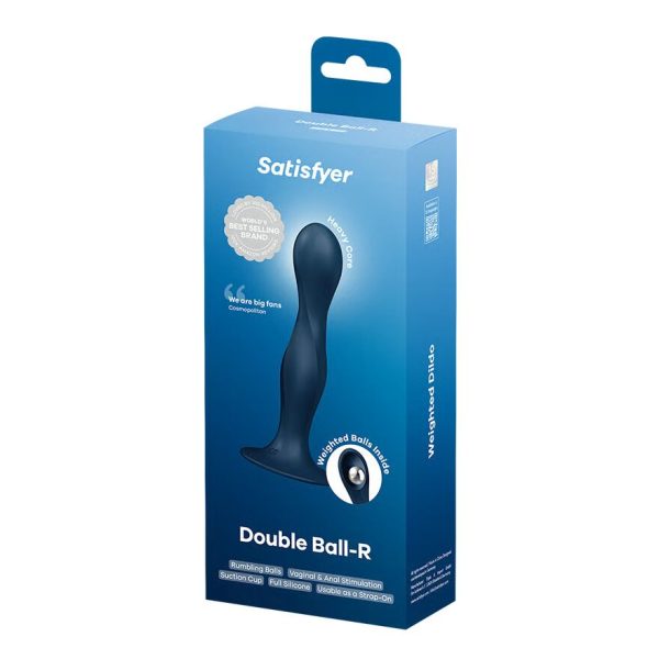 Дилдо Satisfyer Double Ball-R Dark унисекс, подвижные шарики внутри, на присоске