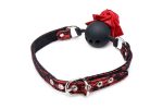 Кляп с розой Master Series: Eye-Catching Ball Gag With Rose, черно-красный