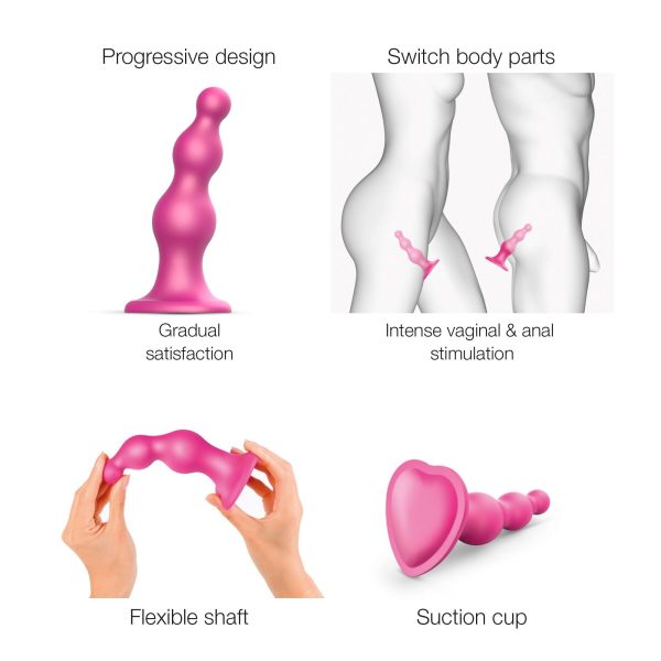 Насадка для страпона Strap-On-Me Dildo Plug Beads Framboise Metallic