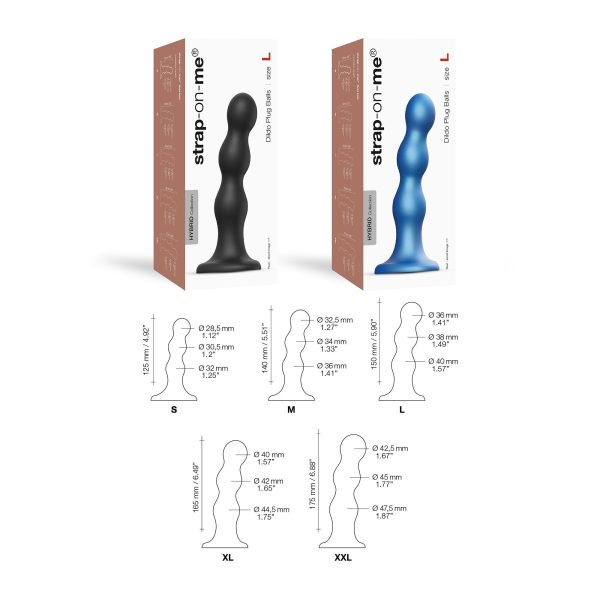 Насадка для страпона Strap-On-Me Dildo Plug Balls Metallic
