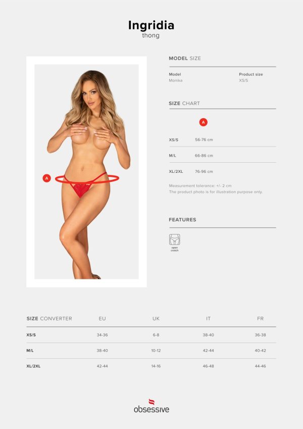 Трусики з доступом Obsessive Ingridia crotchless thong червоні