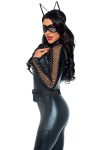 Еротичний костюм супергероя-кішечки Leg Avenue Wicked Kitty комбінезон, пояс, маска