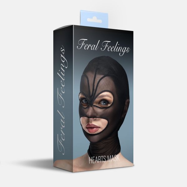 Маска серце сітка з відкритим ротом та очима Feral Feelings - Hearts Mask