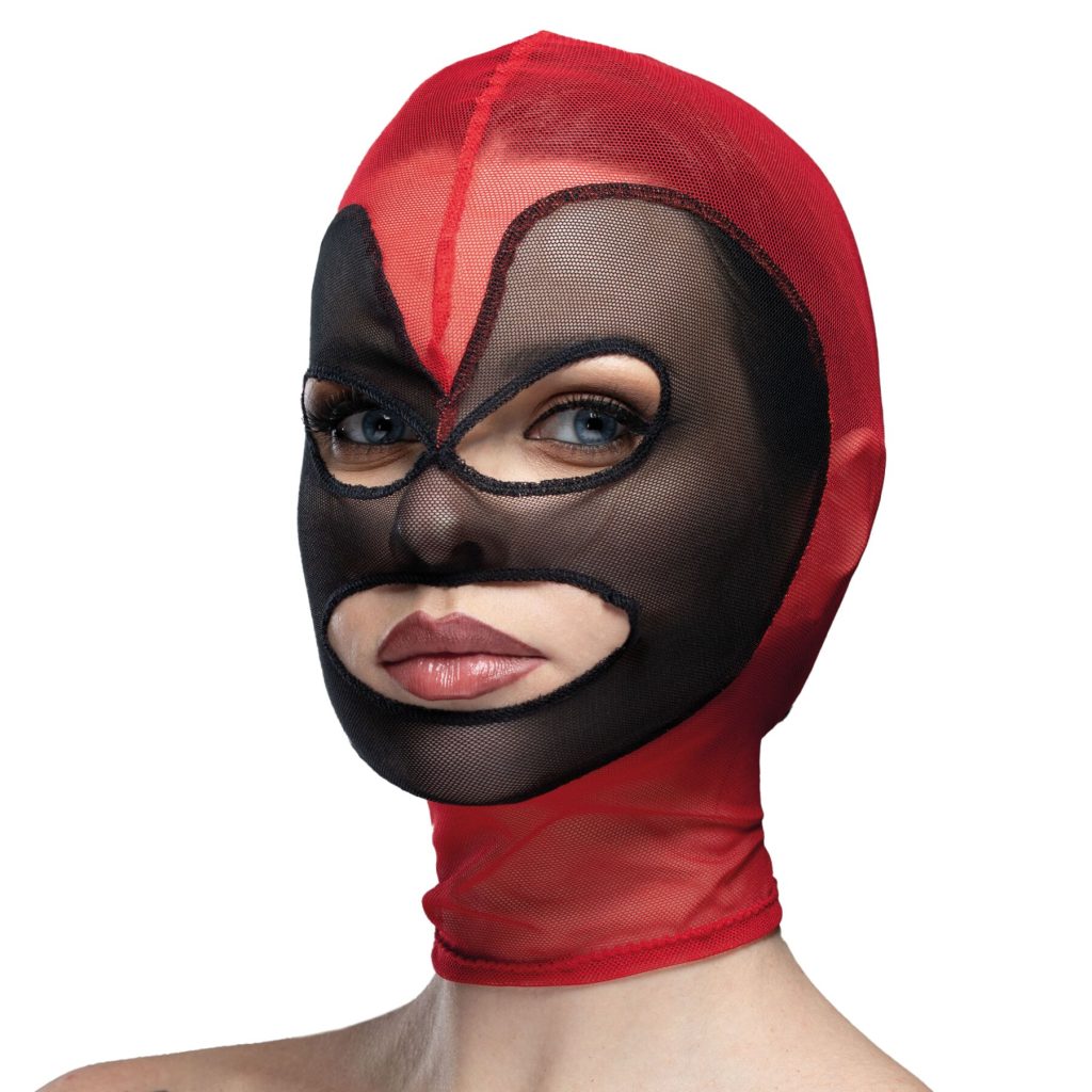 Маска серце сітка з відкритим ротом та очима Feral Feelings - Hearts Mask Red