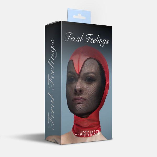 Маска сердце сетка с полностью закрытым лицом Feral Feelings - Hearts Mask Red