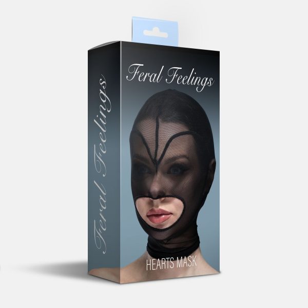 Маска серце сітка з відкритим ротом Feral Feelings - Hearts Mask