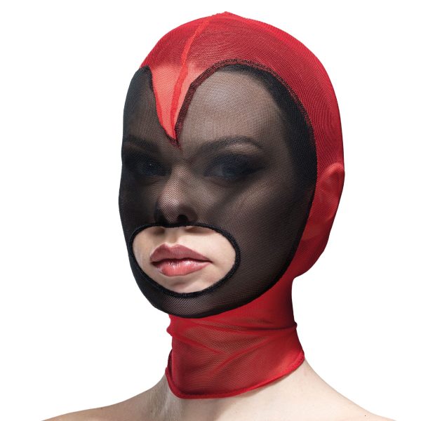 Маска сердце сетка с открытым ртом Feral Feelings - Hearts Mask Red
