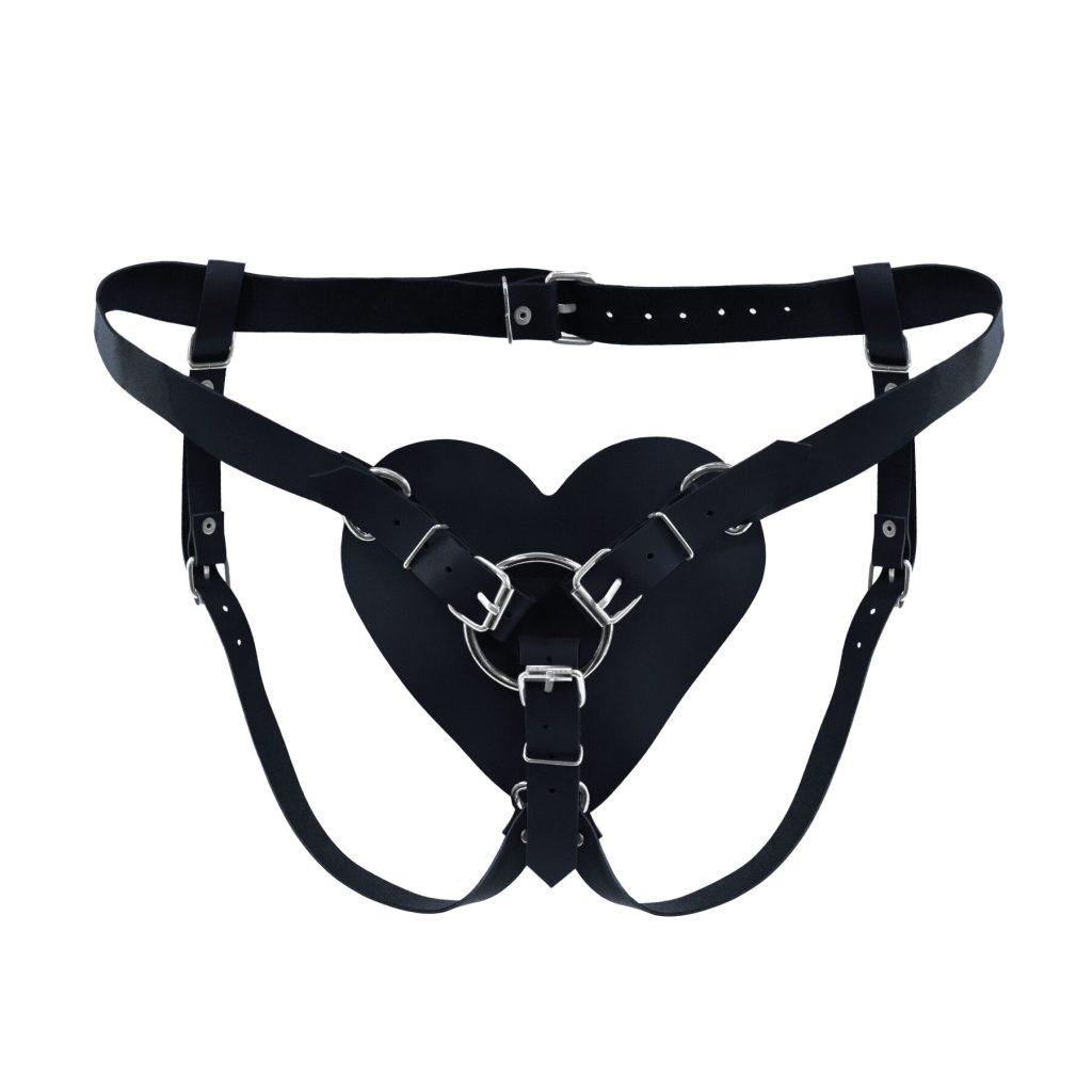 Трусики Сердце для страпона из натуральной кожи Feral Feelings - Hearts Strap-on Belt