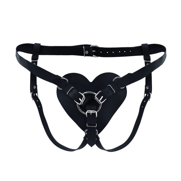 Трусики Сердце для страпона из натуральной кожи Feral Feelings - Hearts Strap-on Belt