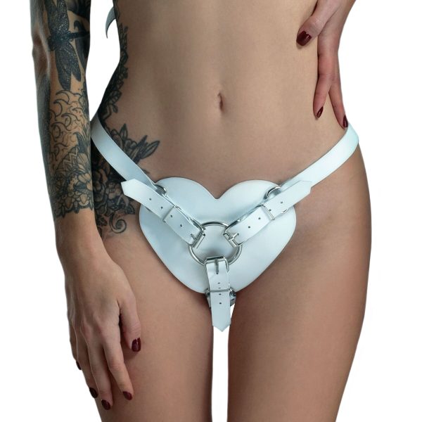 Трусики Сердце для страпона из натуральной кожи Feral Feelings - Hearts Strap-on Belt
