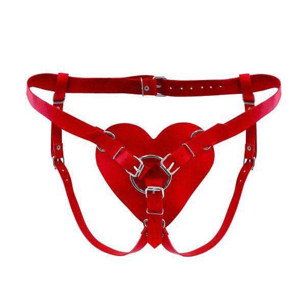 Трусики Серце для страпону з натуральної шкіри Feral Feelings - Hearts Strap-on Belt
