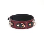 Шкіряний нашийник з повідцем Liebe Seele Wine Collar and Leash, 3 кільця для кріплення