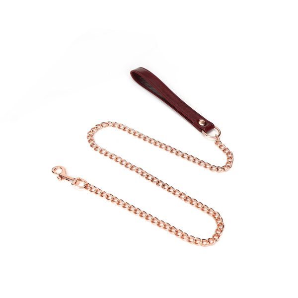 Шкіряний нашийник з повідцем Liebe Seele Wine Collar and Leash, 3 кільця для кріплення