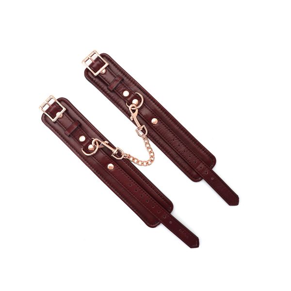 Шкіряні поножі Liebe Seele Wine Ankle Cuffs, знімний ланцюжок-кріплення