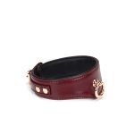 Шкіряний нашийник з повідцем Liebe Seele Wine Curved Collar, замок-сердечко