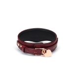 Шкіряний нашийник з повідцем Liebe Seele Wine Curved Collar, замок-сердечко