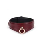 Шкіряний нашийник з повідцем Liebe Seele Wine Curved Collar, замок-сердечко
